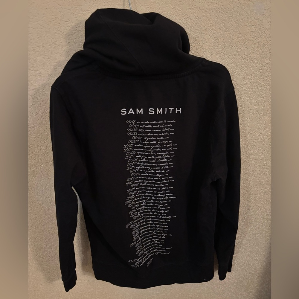 Sam Smith Unisex Black 2018 Thrills Tour Concert Zip Up Hoodie, Size Small